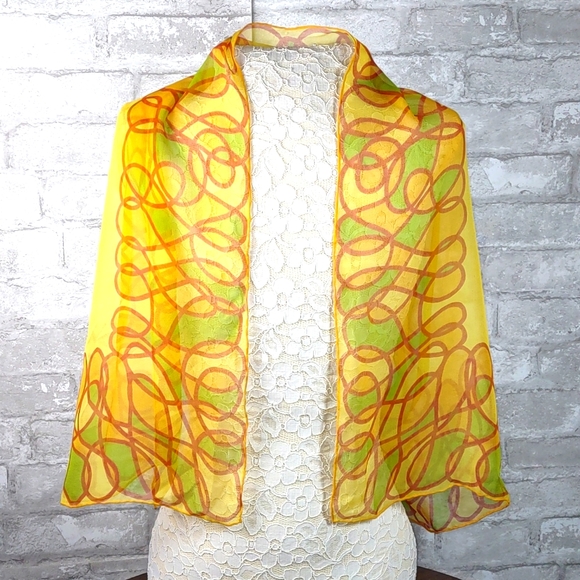 Glentex Swirl Print Silk Chiffon Scarf - Picture 1 of 4